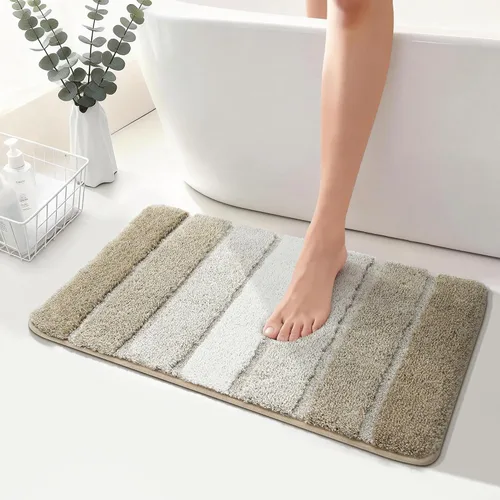 Vista 43 de COSY HOMEER Alfombras de baño de 24 x 17 pulgadas, ultra suaves y absorbentes, con respaldo de TPR antideslizante, lavable a máquina, alfombra Beige