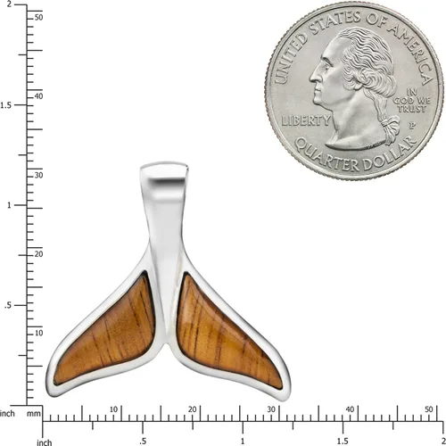 Vista 3 de Aloha Jewelry Company Collar con colgante de cola de ballena hawaiana de plata de ley 925 con cadena de caja de 18 pulgadas, sin níquel