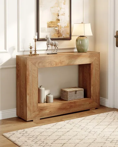Vista 2 de LITTLE TREE - Mesa de consola de 47 pulgadas, mesa de sofá con almacenamiento, mesa moderna de entrada para pasillo, mesa estrecha y larga