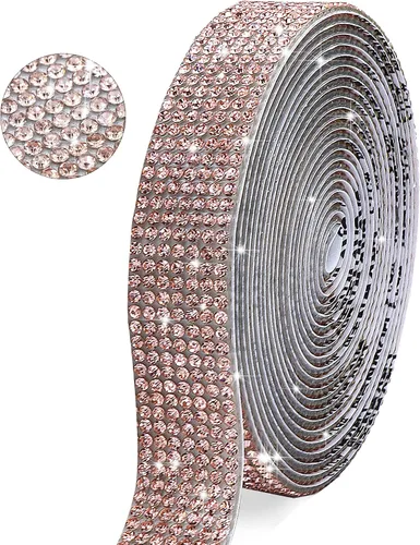 Vista 15 de Tiras de Cinta de Diamantes de Imitación de Cristal Autoadhesivas Negras, Tiras de Cinta de Diamantes de Imitación de 7 Filas con Adhesivo