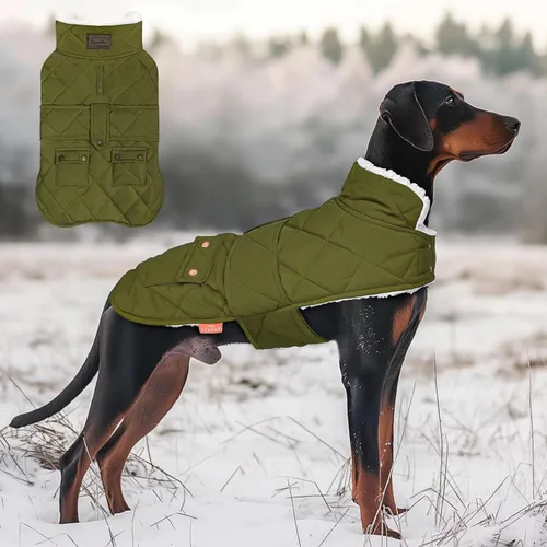 Vista 11 de KYEESE - Abrigo para perro suave, suéter para mascotas para clima frío, chaqueta impermeable para perros con forro de felpa, abrigo cálido