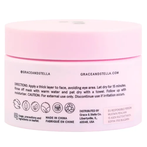 Vista 4 de grace & stella Máscara de barro del Mar Muerto (4.1 fl oz), mascarilla vegana de desintoxicación del mar muerto, arcilla para cara y cuerpo