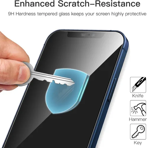 Vista 4 de JETech Protector de pantalla de cobertura completa para iPhone 12/12 Pro de 6.1 pulgadas, película de vidrio templado 9H, compatible con fundas