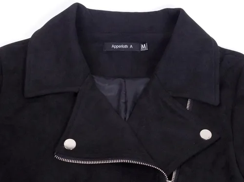 Vista 5 de Apperloth A Womens Solid Long Sleeve Faux Suede Motorcycle Jackets Zipper Short Coats