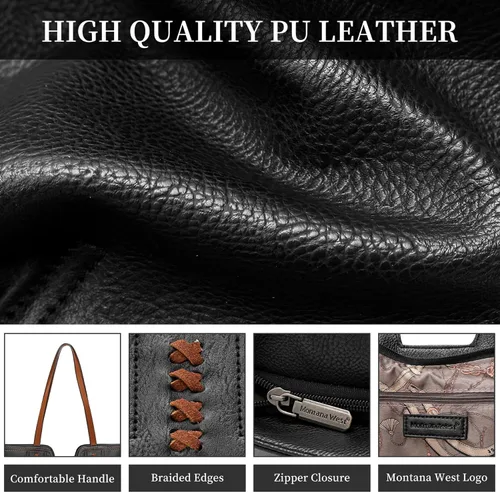 Vista 3 de Montana West Bolso de mano para mujer con asa superior, bolso de hombro de gran