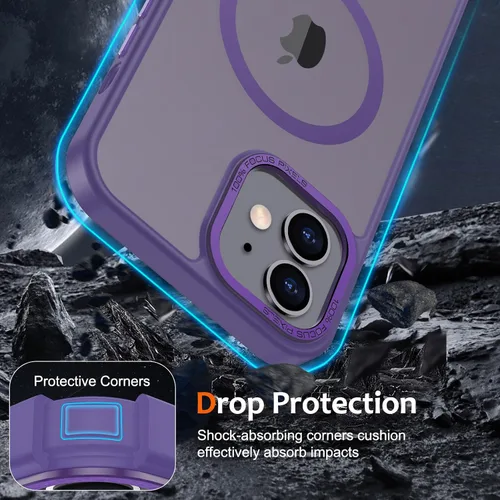 Vista 1135 de Anuck - Funda magnética para iPhone 11 compatible con MagSafe, carcasa trasera mate translúcida dura, borde de TPU, delgada, resistente a impactos