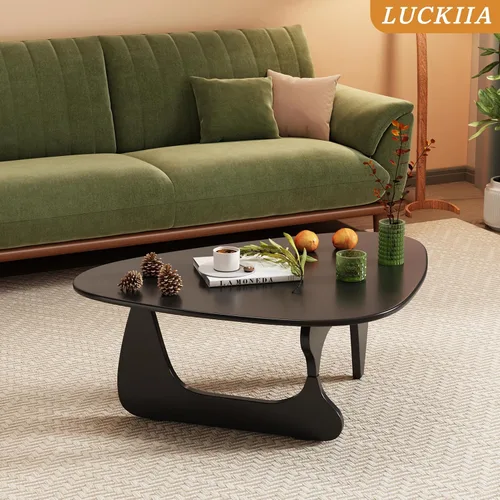 Vista 5 de Mesas de café de madera pequeña mesa de café de granja mesa central de madera de mediados de siglo para sala de estar, negro, 35 pulgadas