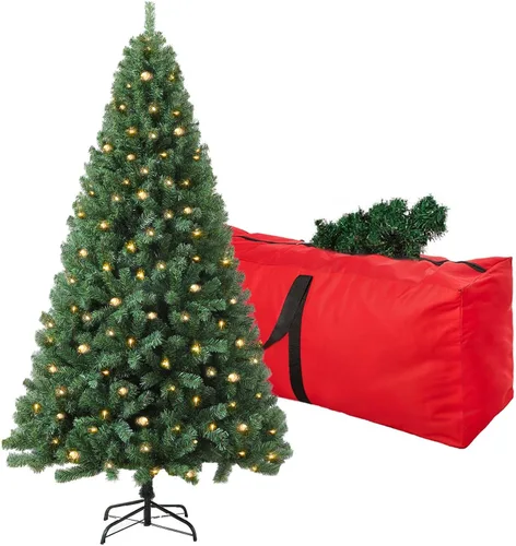 Vista 13 de Árbol de Navidad artificial preiluminado flocado de 4 pies, árbol de Navidad Fake Tree with 150 Lights/450 Branch Tips,Premium Spruce Xmas Tree