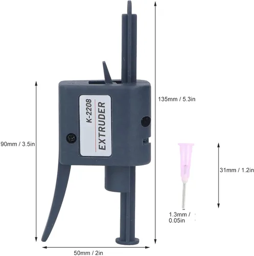 Vista 2 de Extrusora de pasta de soldadura K2208 con boquillas de 0.051 in, dispensador de pegamento de flujo de soldadura semiautomático portátil