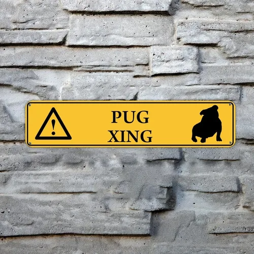 Vista 7 de Husky Xing - Letrero de metal de advertencia para perro, letrero de metal para cruzar el patio, decoración antigua de hierro personalizado