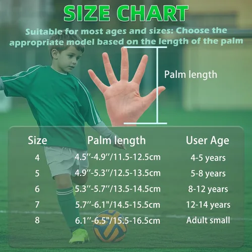 Vista 30 de Guantes de portero de fútbol para jóvenes y niños, guantes de portero con palmas de súper agarre, guantes de fútbol antideslizantes, protección