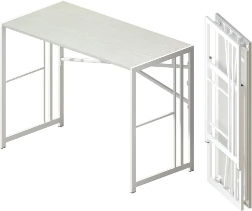 Vista 19 de Lutown-Teen Escritorio pequeño plegable de 32 pulgadas, escritorio pequeño de oficina sin necesidad de montaje, escritorio para computadora de Beige
