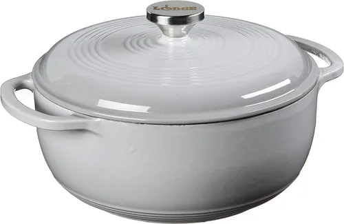 Vista 11 de Lodge Horno holandés de hierro fundido esmaltado de 4.5 cuartos de galón con tapa, asas dobles, apto para horno hasta 500° F o en la estufa, uso