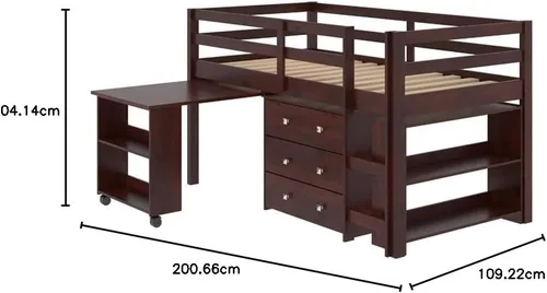 Vista 6 de Donco Kids 760-cp cama baja con estudio, capuchino oscuro