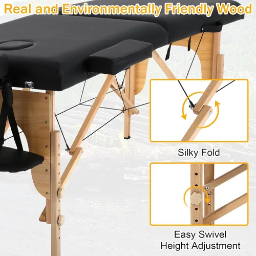 Vista 4 de Mesa de masaje, mesas de masaje portátiles con funda de transporte, cama de spa más suave, mesa de masaje de madera resistente, cama de pestañas