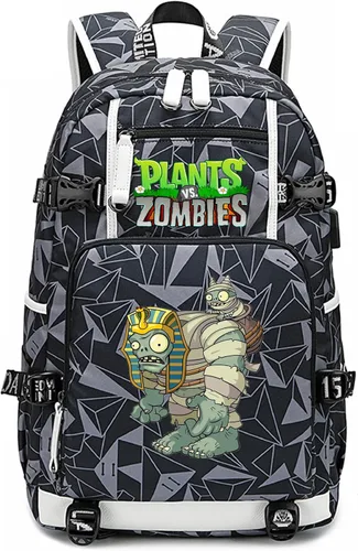 Vista 17 de ISaikoy Game Plants vs. Zombies - Mochila de hombro para libros, mochila escolar, color gris, Gris 15, Mochilas Daypack