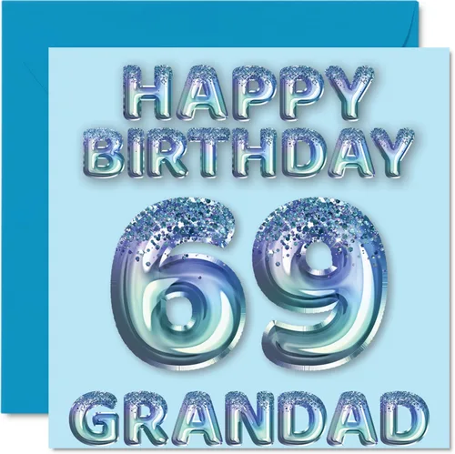 Vista 266 de Stuff4 Tarjeta de primer cumpleaños para niños, globo de fiesta con purpurina azul, tarjetas de feliz cumpleaños para niño de 1 año, nieto, hijo, 57