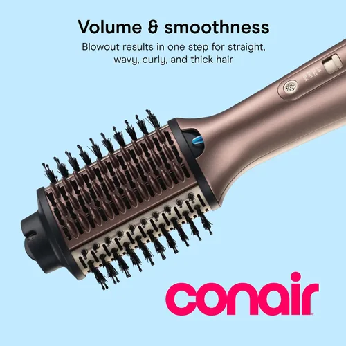 Vista 2 de Cepillo de aire caliente Conair Barril ovalado de 3 pulgadas para cabello ondulado, rizado y texturizado, oro rosa, BC95L