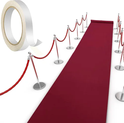 Vista 12 de Shappy Alfombra negra para fiesta, 1.94 oz/m², para baile de graduación, con cinta adhesiva, alfombra de pasillo para eventos, graduados, bodas