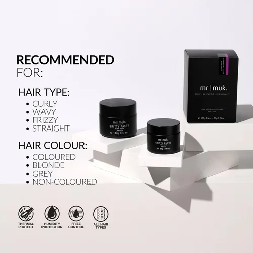 Vista 5 de Mr MUK - Pasta texturizadora y reelaboradora de acabado arenoso fuerte, 3.53 onzas, cabello de sujeción firme definitiva para hombres, soluble
