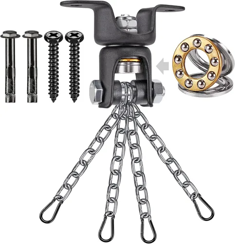 Vista 11 de BeneLabel Heavy Bag Ceiling Mount with Spring & Chains 360° Rotation Punching Bag Ceiling Hanger with Bearings Boxing Bags Holder Hardware with 2