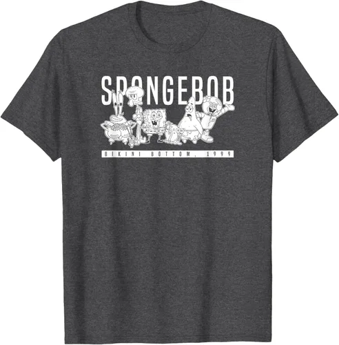 Vista 34 de Bob Esponja Vintage Group Simple Logo Camiseta, Negro