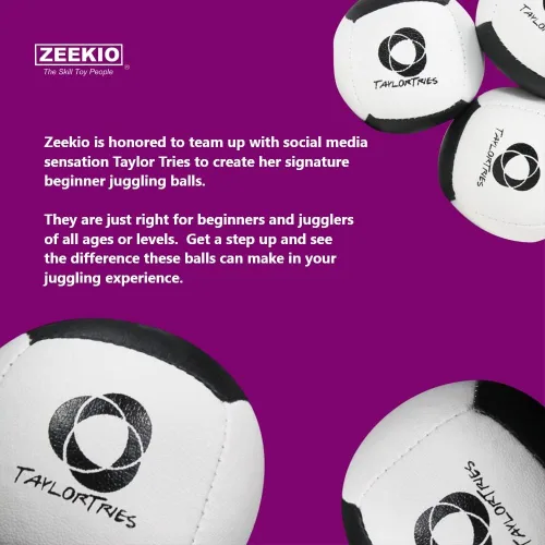 Vista 5 de Zeekio - Taylor Tries Signature - Juego de pelotas de malabarismo para principiantes, todos los niveles y todas las edades - Pelota de cuero
