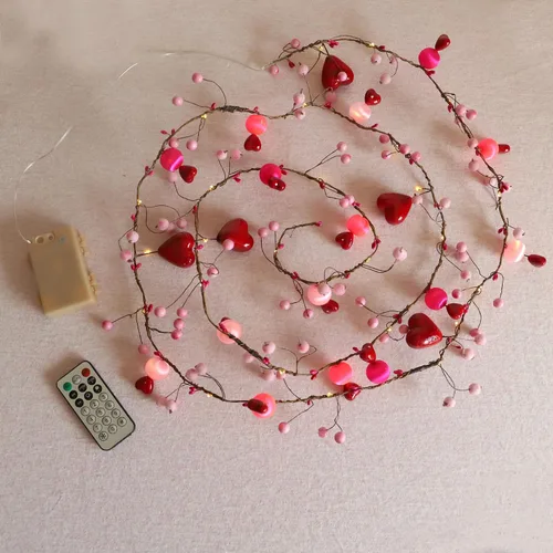 Vista 5 de MIYA LIFE Guirnalda de luces para el día de San Valentín, guirnalda de globos con forma de corazón, funciona con pilas, guirnalda de corazón