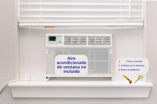 Vista 5 de Paneles de aislamiento envolvente Breeze Stop con aislamiento lateral blanco para unidad de aire acondicionado de ventana cubierta de aire