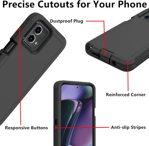Vista 4 de Funda para Motorola Moto G Stylus 5G 2023, funda resistente de poliuretano termoplástico suave, policarbonato duro, a prueba de golpes, a prueba