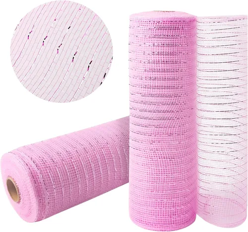 Vista 10 de 2 rollos de cinta de malla verde manzana decorativa de 10 pulgadas x 30 pies, rollos de malla de poli verde lima para suministros de corona DIY