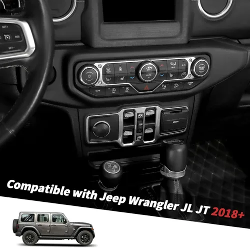 Vista 2 de Jimen Cubierta de botón de ventana para JL/JT, paquete de 4 cubiertas para interruptor de ventana trim accesorios interiores compatibles con Jeep