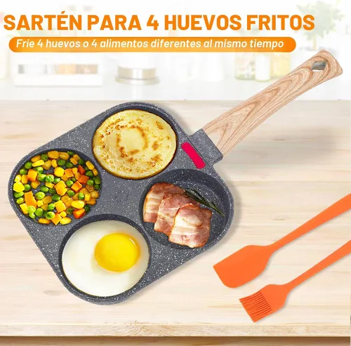Vista 2 de AHFLRITO Sartén antiadherente para huevos de 4 tazas, sartén saludable de aluminio para omelette, sartén para tortilla de desayuno para huevos