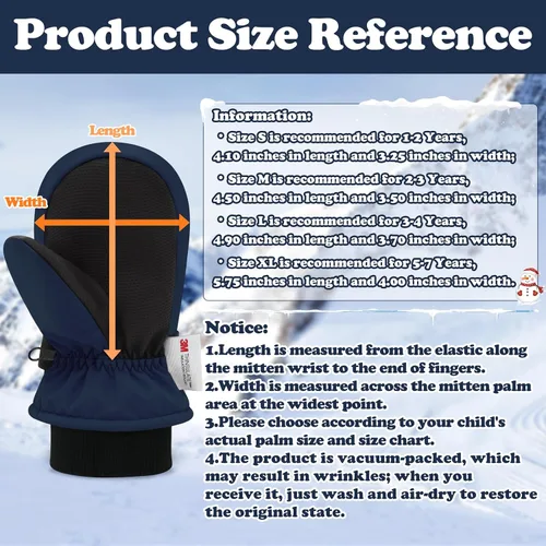 Vista 6 de Sarfel Guantes impermeables para niños pequeños, guantes de esquí, guantes de nieve, guantes para bebé, Thinsulate 1-7 años