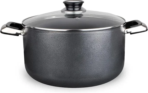 Vista 9 de Alpine Cuisine Olla antiadherente de 2.2 cuartos de galón con tapa de vidrio templado y asas de transporte, utensilios de cocina multiusos, horno