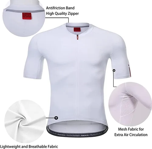 Vista 2 de Santic Camiseta de ciclismo de manga corta para hombre con 3 bolsillos traseros