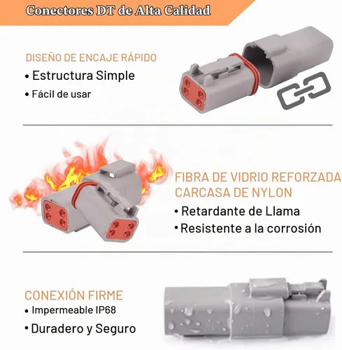 Vista 4 de 174 piezas 12 kits de conectores DT serie DT 2 3 4 6 8 12 pines conectores con tamaño 16 contactos estampados para conector Deutsch, conector