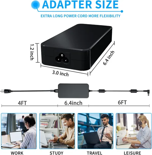 Vista 6 de VHBW 230W Laptop Charger for Asus TUF Rog Compatible with Zephyrus GX701GX GX701GW GX501V GL504G GU501G GU501GM GU502GU GU502LW GU502LWS GU502LU