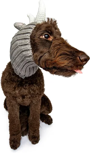 Vista 17 de Zoo Snoods Vestido de Jirafa - Redecilla tejida para perros con cubreorejas para mascotas, cubierta cálida para el cuello para Halloween e invierno