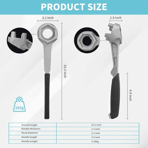 Vista 2 de DURATECH Llave de tambor, llave 3 en 1 para apertura de barril de 55 galones Barrel Opener Tool, Opening 10, 15, 20, 30, 55 Gallon Drum, Fits 2