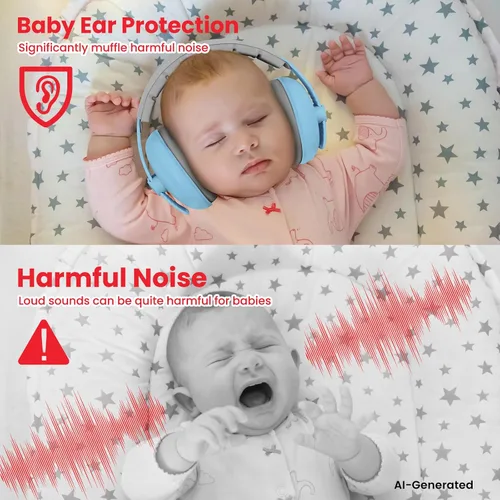 Vista 86 de Auriculares de bebé para protección contra el ruido, color blanco