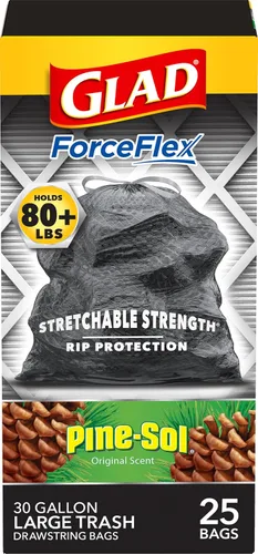 Vista 11 de Glad ForceFlex - Bolsas de basura resistentes con cordón ajustables con Clorox, Mountain Air, 30 galones, 50 unidades (el paquete puede variar)