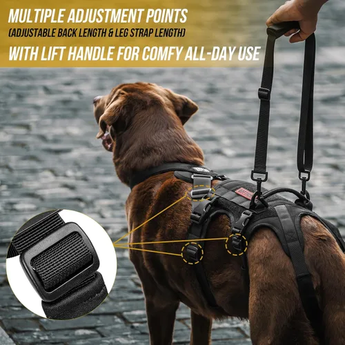 Vista 6 de OneTigris Arnés de soporte para perros para patas traseras, arnés de elevación para perros grandes, patas traseras, soporte de cadera para perros