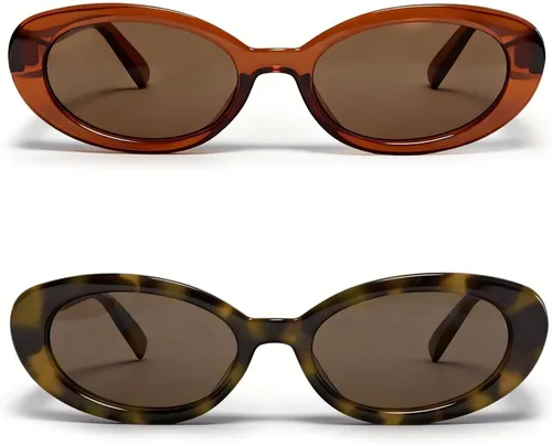 Vista 8 de VISOONE Retro Oval Y2K Trendy Sunglasses for Women Men Narrow Shades