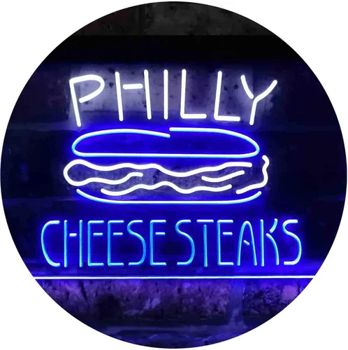 Vista 18 de ADVPRO Philly Cheese Steaks Café - Letrero de neón LED de doble color, azul y rojo, 24 x 16 pulgadas st6s64-i3850-br