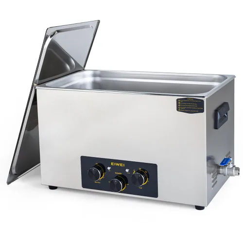 Vista 7 de Limpiador ultrasónico profesional de 3 litros (0.85 galones) con perilla de potencia ajustable para joyería, con calentador y temporizador