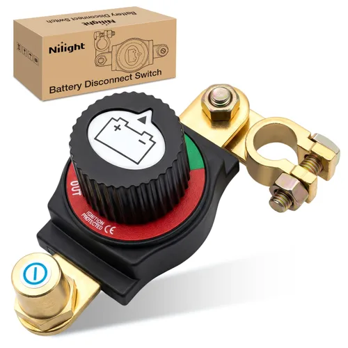 Vista 18 de Nilight Battery Disconnect Switch with Waterproof Key and Cover 12V 24V On Off Battery Master Isolator Cut Off Power Kill Switch for Car Marine Boat