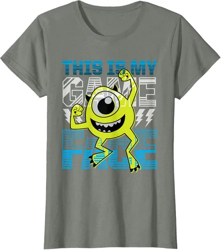 Vista 17 de Disney Pixar Monsters Inc. Mike Wazowski Game Face Camiseta Negro