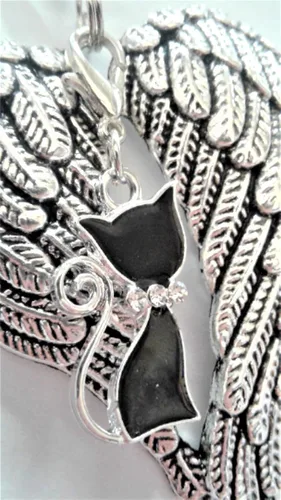 Vista 4 de Pet Memorial Keepsake Angel Wings with Black Cat Charm Ornament
