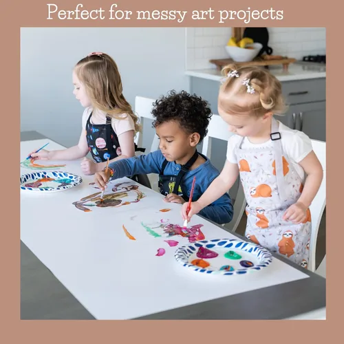 Vista 4 de Kids Aprons for Girls and Boys, Toddler Apron with Pocket for Painting, Cooking, Baking, Gardening and Crafts
